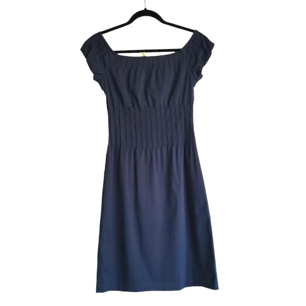 Navy Ribbed Mini Dress - Picture 2 of 7